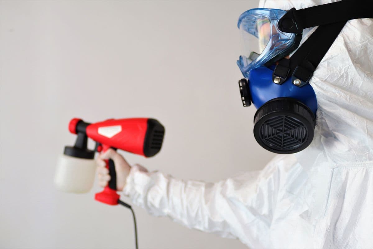 Professional mold remediation worker treating mold growth in a Dallas home after water damage exceeded the 48-hour mold growth window