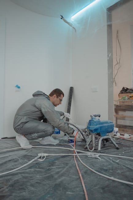 Professional water damage restoration worker with equipment assessing flood damage in a DFW home, with cost estimation and insurance claim paperwork