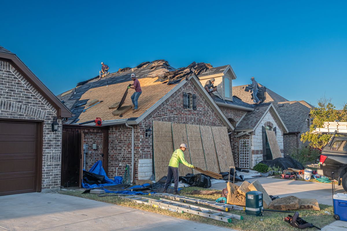 Restoration work on a brick Texas home similar to those found throughout Garland neighborhoods